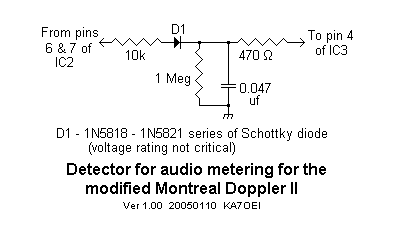 Schematic of audio level metering modification for the Montreal Doppler II